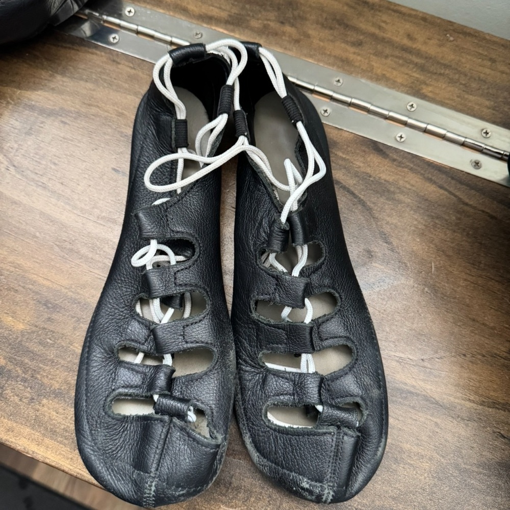 Black Lace Up Boots with Flexible Sole